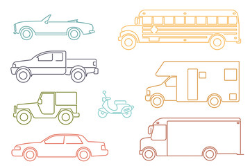 Line Icon Style Automotive Symbol Vector Set © eyewave