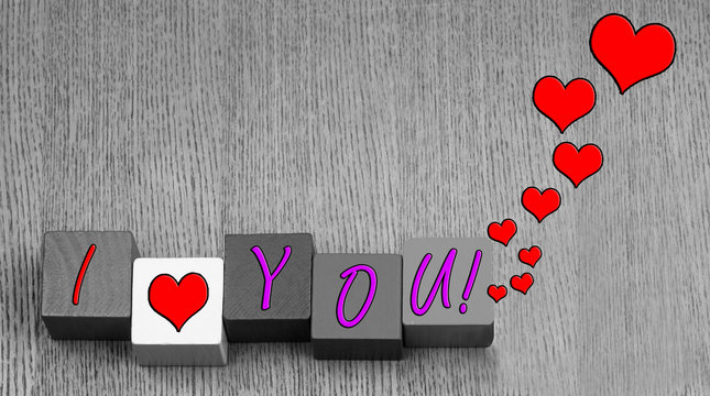 I Love You, sign or art design for Valentines Day.