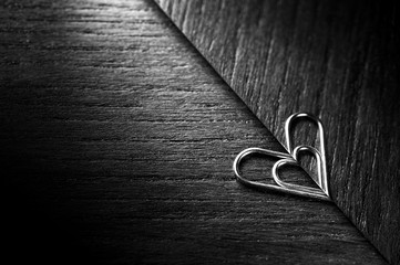 Heart shaped paper clip with reflextion
