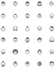 Vector men faces icon set
