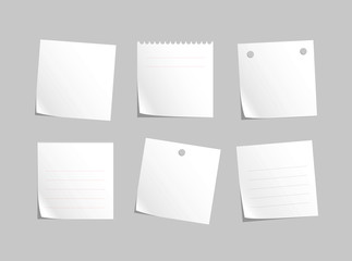 Set of different vector note papers.
