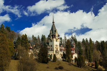 Fototapeta na wymiar Peles Castle in the Carpathians Mountains, Romania.