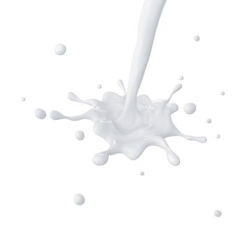 3d abstract liquid milk splash, paint splashing