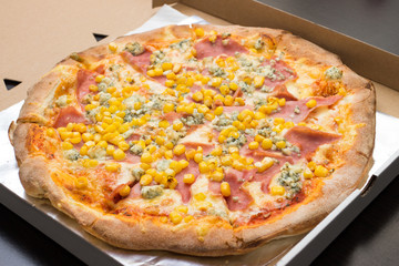 Pizza with cheese and corn