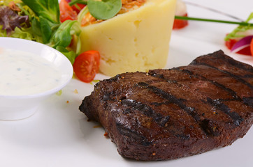 Liver with mashed potatoes and spinach