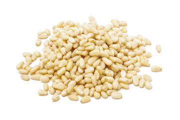 Heap of pine nuts isolated with clipping path