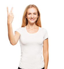 Fototapeta premium Woman at white background