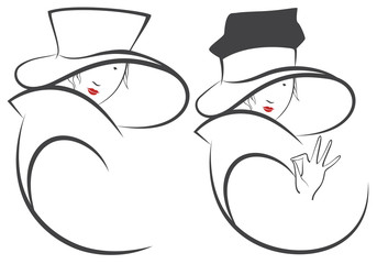 Vector stylized image of a girl in a hat.