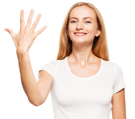 Woman at white background