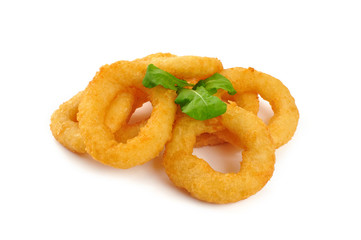 Onion rings isolated on white background
