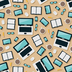 laptop and equipments seamless pattern