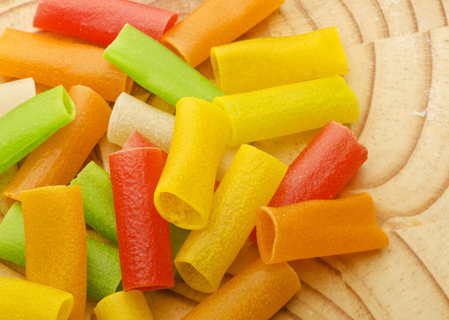 Colorful raw fryums