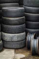 Stacks of used tires