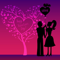 Fototapeta na wymiar Greating Valentines card with couple