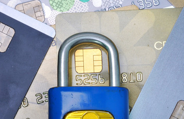 look through numbers on credit card by padlock