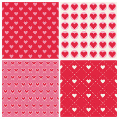 Valentine's Day Heart Patterns - 4 Seamless Backgrounds
