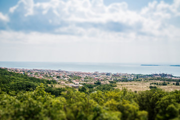 Landscape of seaside, tilt shift