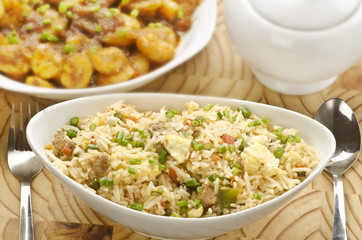Yummy fried rice with ginger  prawn