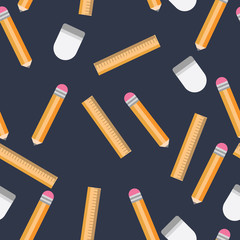 Pencil, ruler, eraser background pattern