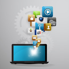 mobile device with a set of flat icons