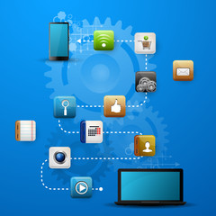 mobile device with a set of flat icons