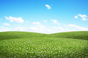 Green field and blue sky
