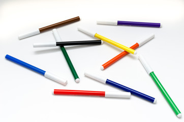 Color colourfull felt pens rainbow vivid scattered