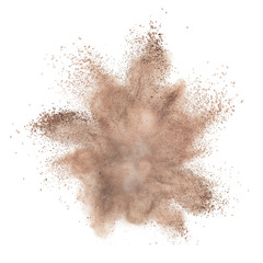 White powder explosion isolated on black