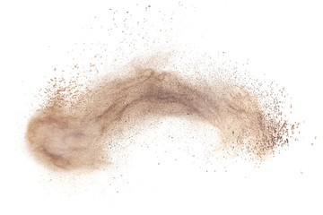 powder foundation explosion isolated on white