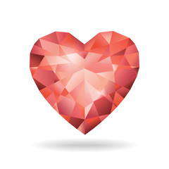 Fototapeta na wymiar Diamond heart isolated on white background.