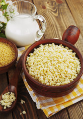 Millet porridge  in a ceramic pot