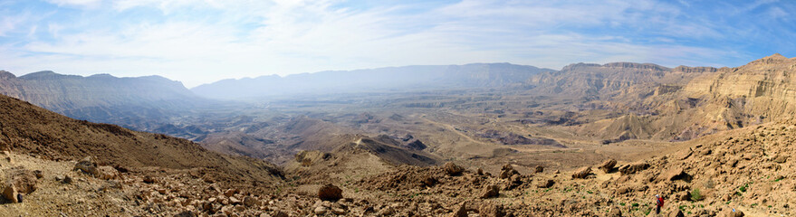 Fototapeta na wymiar Panoramic view of Small Crater in Negev desert.