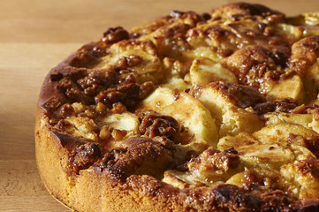 Fresh made apple pie with walnut