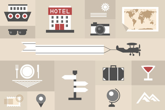tourism and travel flat icons