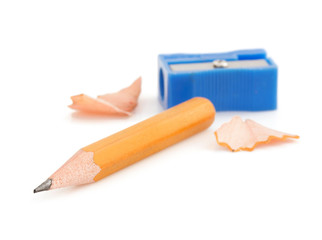 pencil and sharpener on white