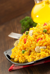 bowl full of rice on wood