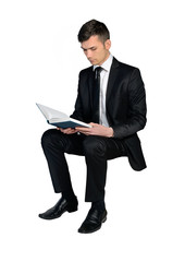 Business man reading book
