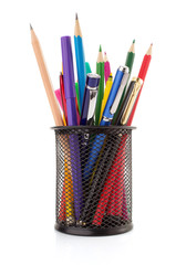 holder basket and pen with pencil