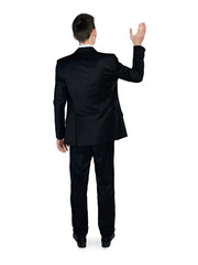 Business man hold something