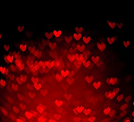 red hearts bokeh as background