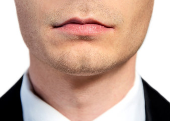 Business man mouth closeup