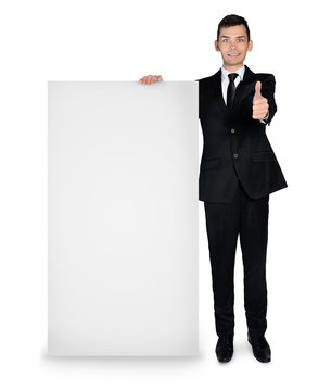 Business man with empty board
