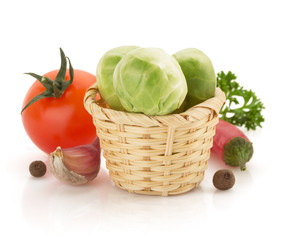 brussels sprouts cabbage isolated on white