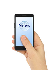 Hand with smartphone News