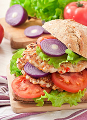 Chicken burgers grilled