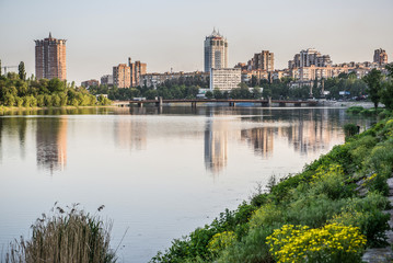Fototapeta na wymiar View on Kalmius River in Donetsk, Ukraine