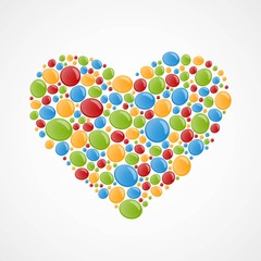 Heart of colorful bubbles. Vector illustration.