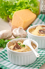 Julienne with mushrooms and cream