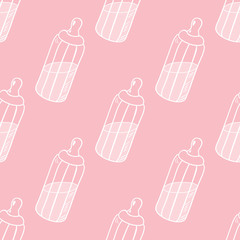 Bottle of milk seamless pattern