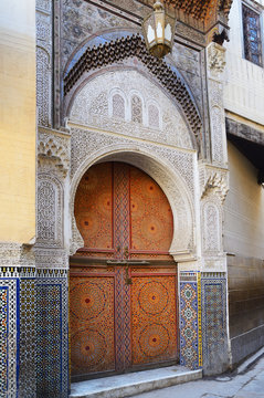 Morocco. Detail of Mosque Sidi Ahmed Tijani in Fez